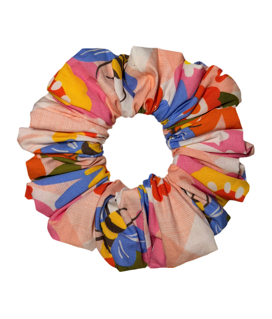 Veloura Bloom Scrunchie – Garden Buzz Print 🐝
